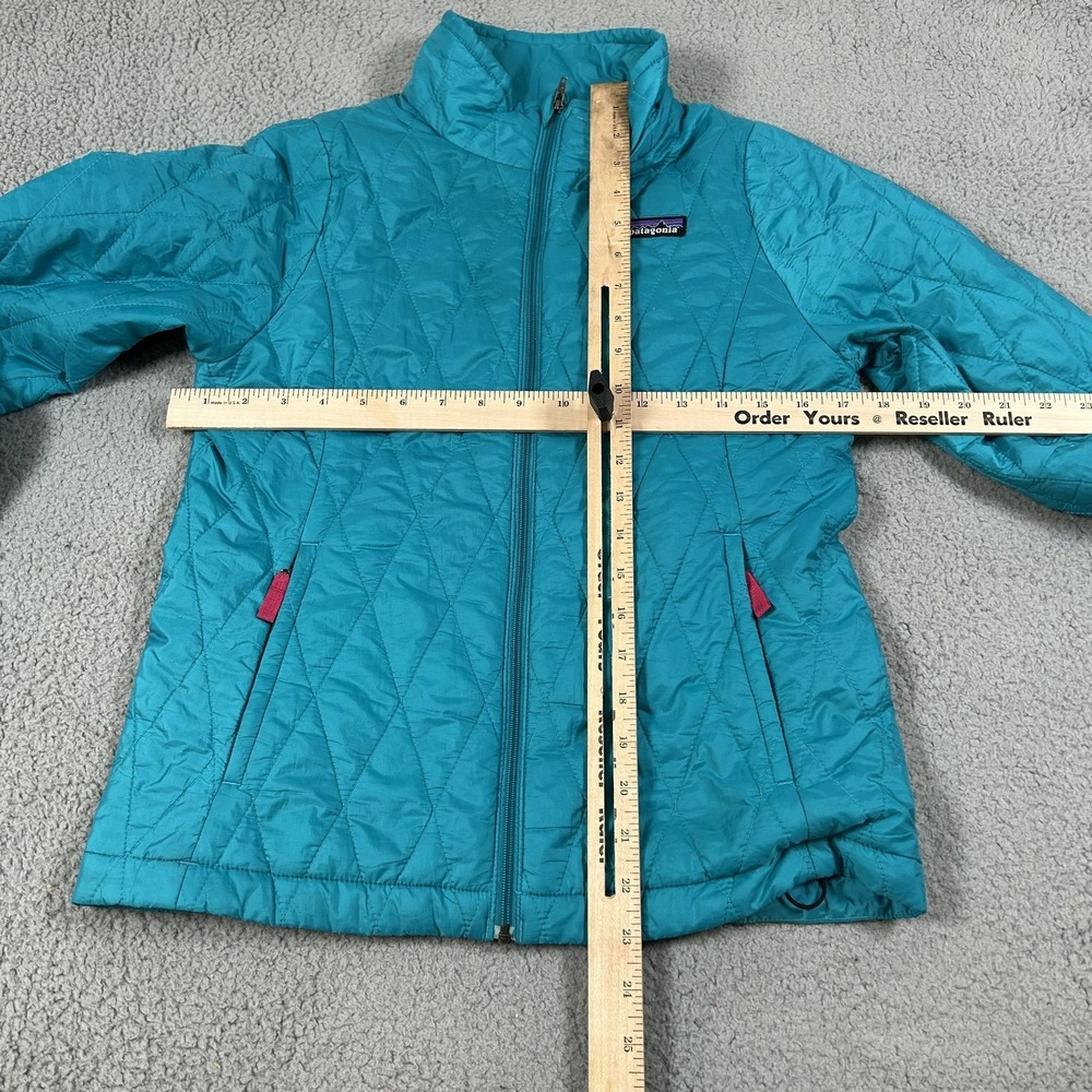 Patagonia Jacket Kids 12 Blue Quilted Insulated Full Zip Winter Coat Hiking - Picture 7 of 15